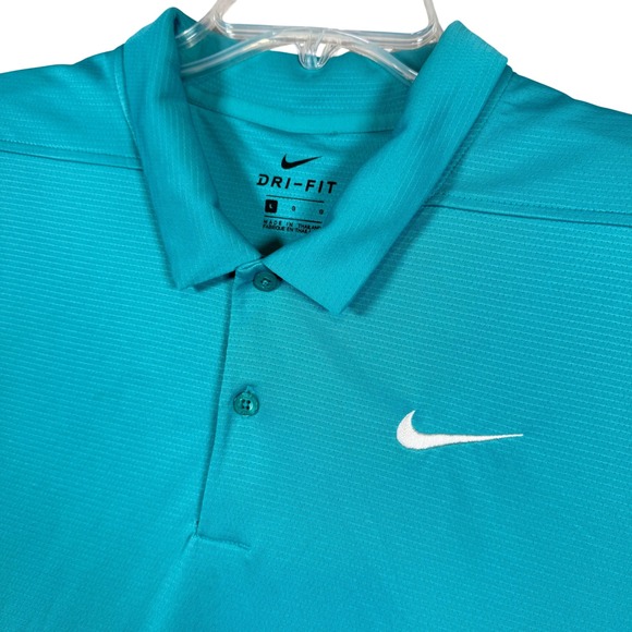 Nike Dri-Fit Golf Polo Shirt Men's Large Teal Short Sleeve Athletic - Picture 1 of 8